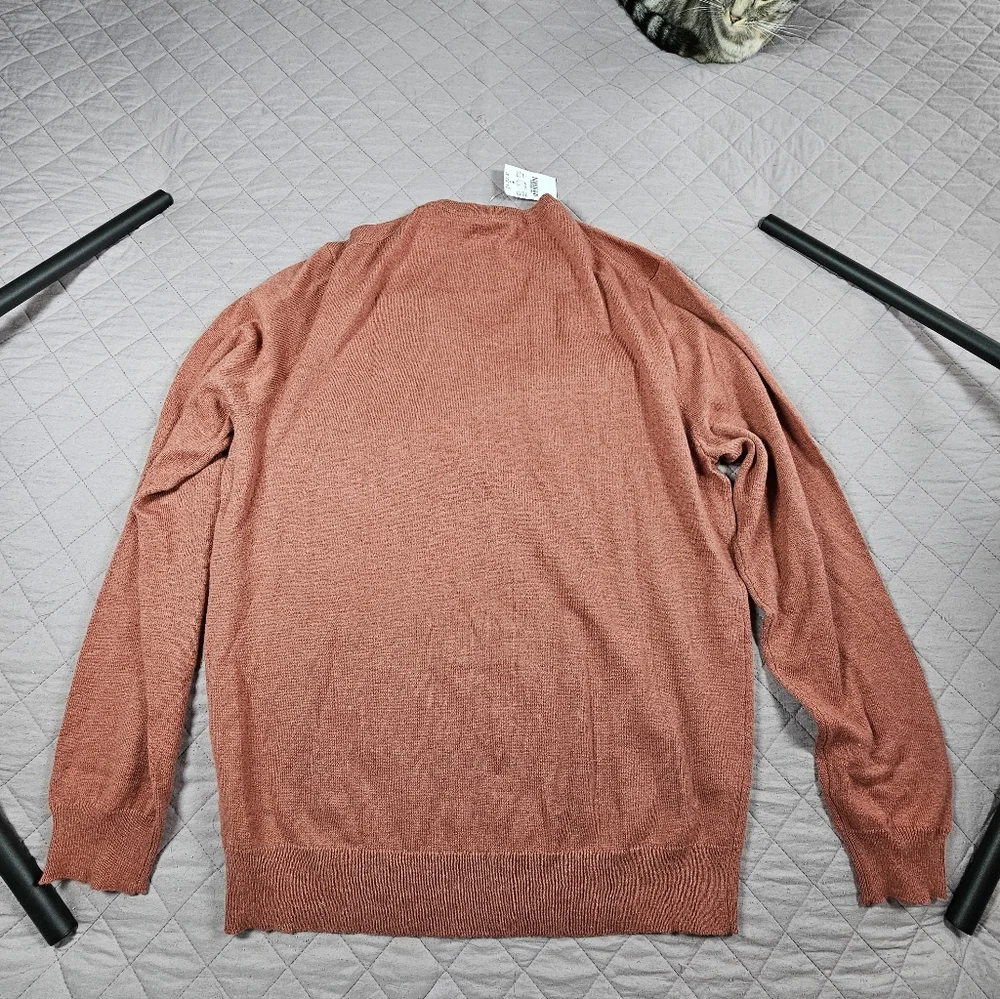 J.Crew NWT Merino Wool Old Money Lightweight V-Neck Sweater in‎ Rust Sz L